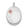thumbnail image 1 of 925 Sterling Silver Flower 34mm Oval Locket Pendant Charm, 1 of 7