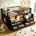 thumbnail image 3 of Harper & Bright Designs Twin Size Low Loft Bed with Storage Drawers and Shelves, Metal Loft Bed Frame with Lights, Black, 3 of 15