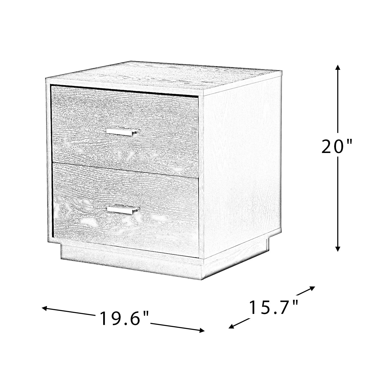 Resenkos Modern Design Wooden End Side Table with 2 Drawers, Nightstand Storage Cabinet for Bedroom,Walnut