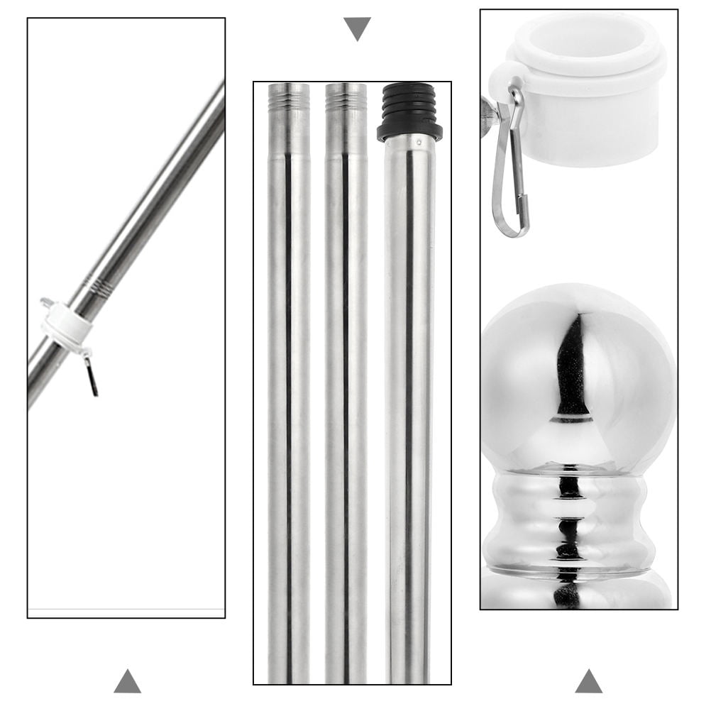 YOSADIER Five-section Stainless Steel Flagpole Set Silver 1 Set For Wall