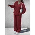 thumbnail image 3 of Conjunto Coordinado PRETTYGARDEN Cuello en V Suelto Rojo Vino Talle S, 3 of 6