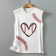 thumbnail image 3 of Mujeres camisetas sin mangas Dressy Casual Camiseta sin mangas con estampado de béisbol informal de verano para mujer, camiseta sin mangas con cuello redondo (White, XXL), 3 of 5