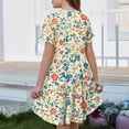 thumbnail image 5 of CCRFTGI Dresses for Kids Girls Size 7 Basic Short Sleeve 2026 Summer A Line Swing Skater Dress Funny Floral Print Dresses Holiday Girls Fashion Light Blue 12-13 Years, 5 of 5