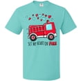 thumbnail image 3 of Inktastic Set My Heart on Fire Valentine Fire Truck with Hearts T-Shirt, 3 of 5
