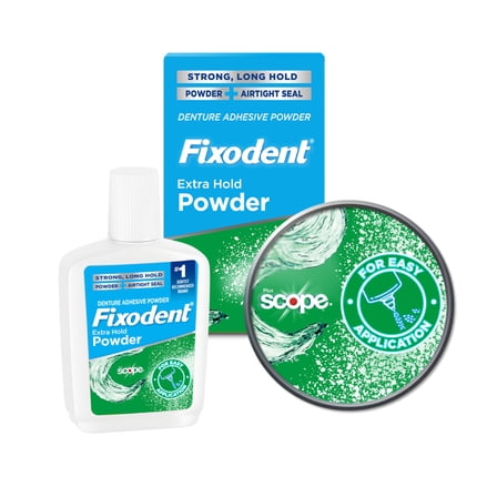 Fixodent Extra Hold Plus Scope Denture Powder Adhesive 1.6oz