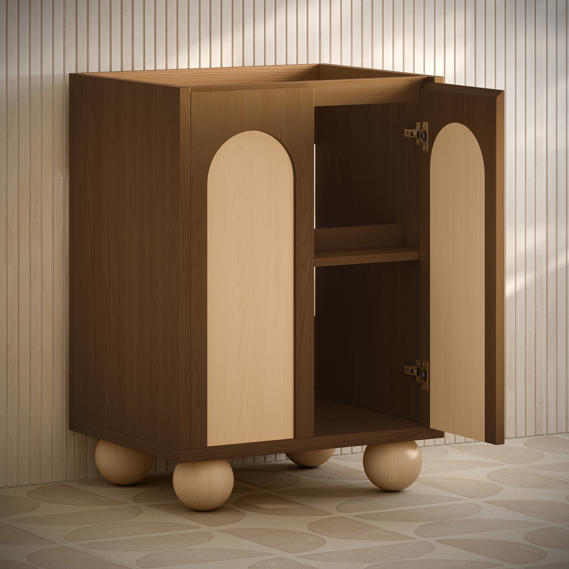 Plaisir II 24" Freestanding Bathroom Vanity Cabinet without Top in Brown Oak