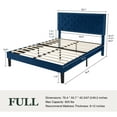 thumbnail image 7 of Amolife Full Bed Frame with Adjustable Velvet-Studded Headboard, Blue, 7 of 7
