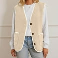 thumbnail image 4 of Aloohaidyvio Jackets Womens Fleece Vests Button Warm Sleeveless Fall Fuzzy Jackets Winter Soft Outerwear with Pockets, 4 of 7