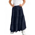 thumbnail image 7 of ZOYOEN Girls Eyelet Ruffled Skirts- Cute Trendy Casual Elastic Waist Kids Maxi Skirt Navy Size 12, 7 of 7