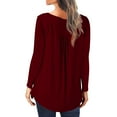 thumbnail image 3 of AherBiu Women's Tunics Tops Long Sleeve Button Round Neck Blouses Loose Fitting Flowy Fall Shirts, 3 of 5