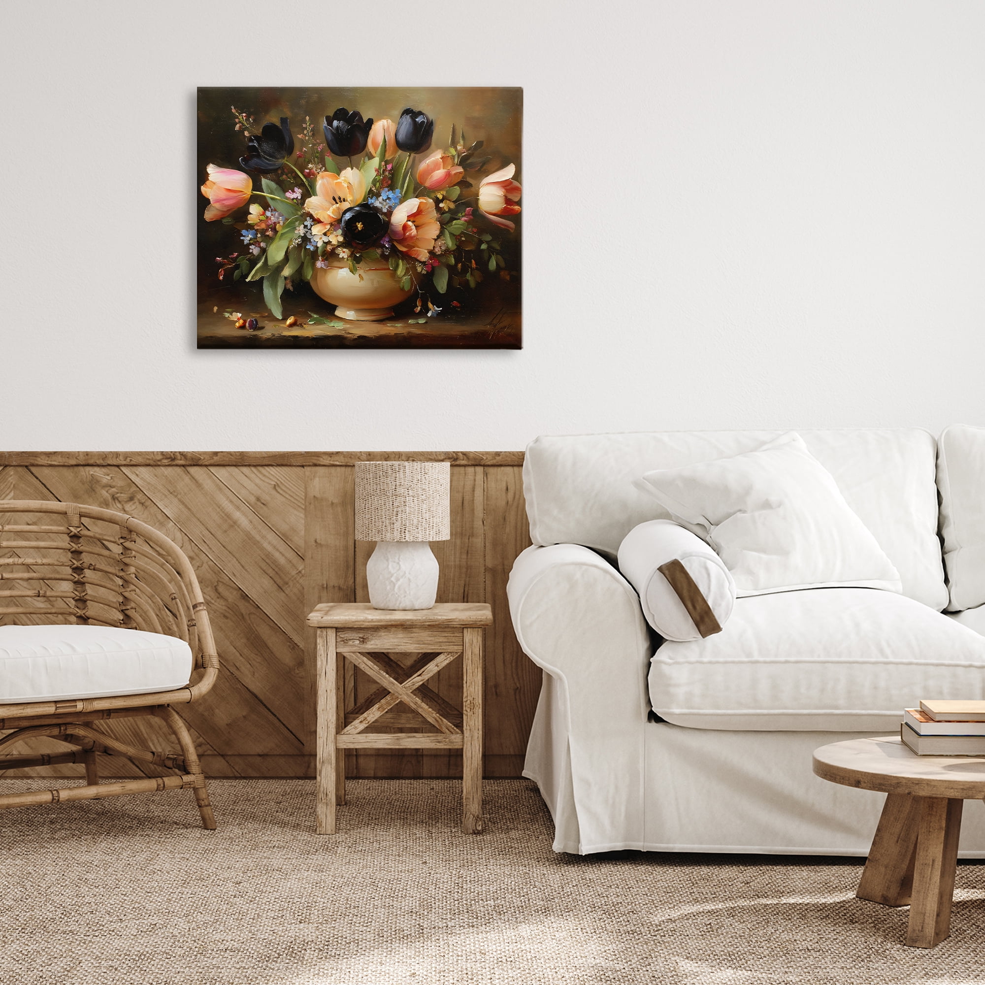Stupell Industries Black Tulips & Peach Bouquet Canvas Wall Art, design by Franklyn Gregory