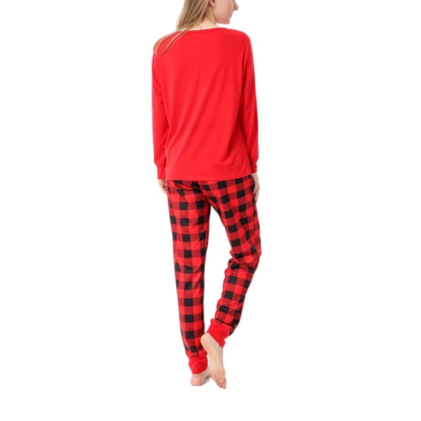 Sonducket Pijamas navideños Holiday Family Plaid Impreso Ropa de dormir Manga larga Cuello Navidad Loungewear Pijama MUJER XL Sonducket AP004024-13