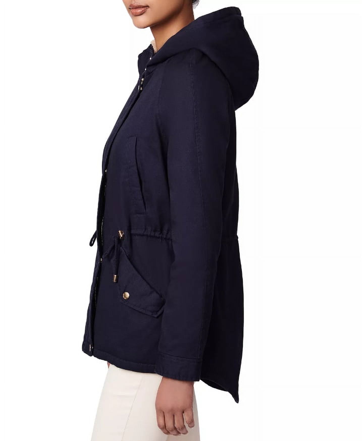 COLLECTIONB Womens Navy Pocketed Zippered Hooded Anorak Button Down Jacket Juniors XS - image 2 of 3