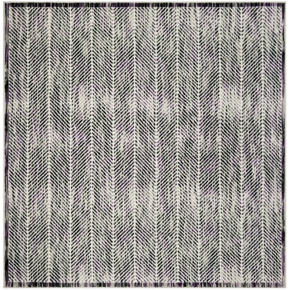 SAFAVIEH Skyler Catriona Striped Area Rug, Grey/Purple, 6'7" x 6'7" Square