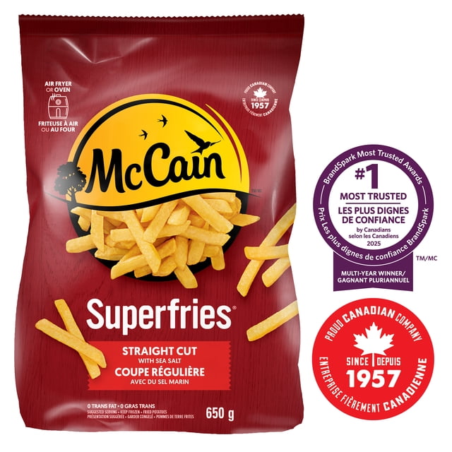 McCain® Superfries® Straight Cut Fries, Made in Canada from domestic and imported ingredients, 650g