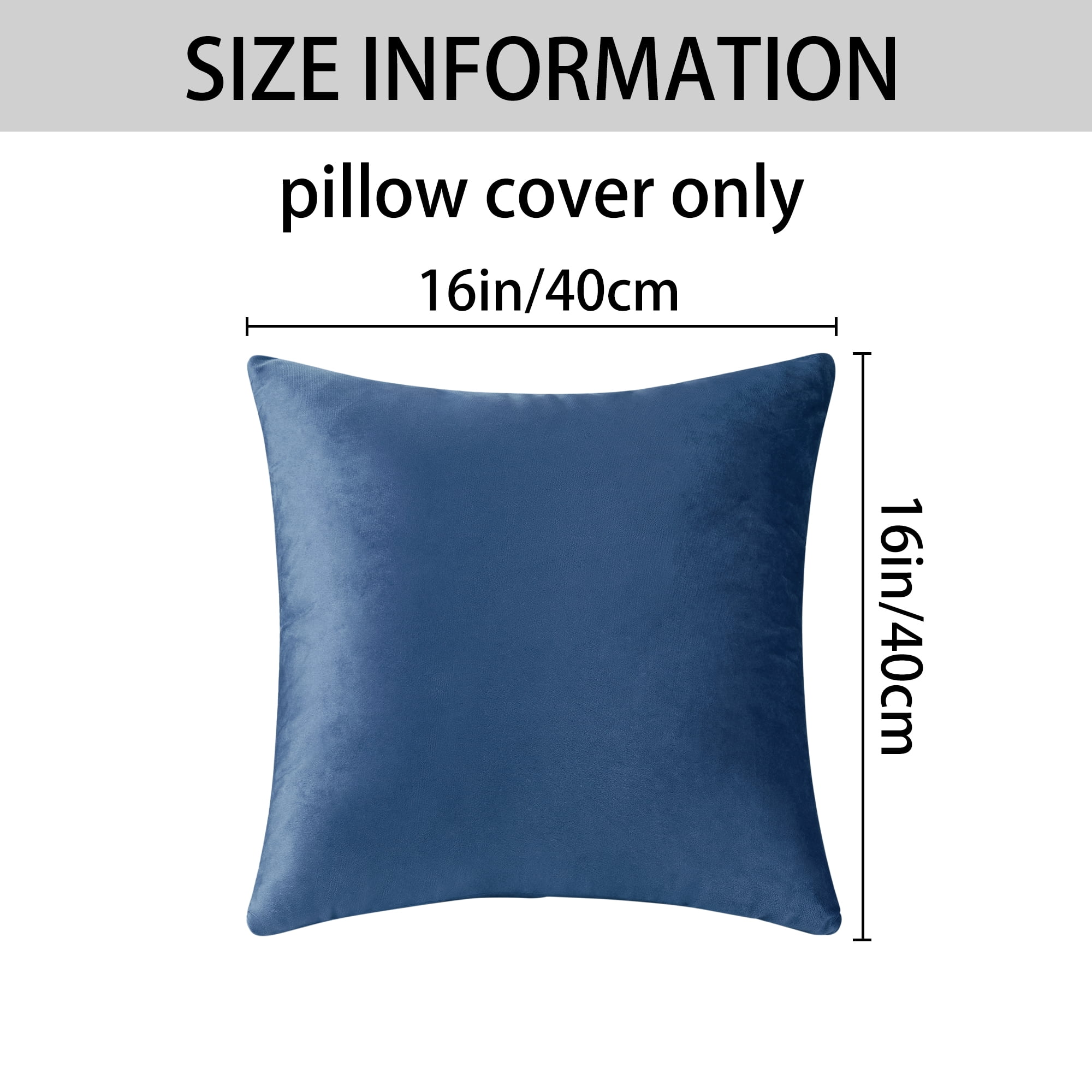 Unique Bargains Velvet Modern Zipper Cushion Decorative Throw Pillow Covers (2 Count) Royal Blue 16" x 16"