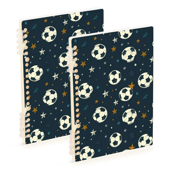 joogoo Spiral Journal Notebook Football and Stars College Ruled Notebooks 8.3" x 5.7" 2 PCs