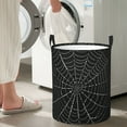 thumbnail image 6 of Black Modern Spider-web Pattern Polyester Laundry Basket with Handle, Foldable, Large Capacity Storage Basket, Suitable for Bathroom Decoration and Accessories, Storage, Room Decoration, 6 of 8