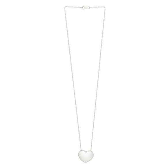 JewelStop Sterling Silver Polished Finish 1.5mm Puffy Heart Chain Necklace, Pear Shaped Lobster Clasp - 18"