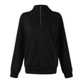 thumbnail image 5 of Pxxlle Zip Up Sweatshirts for Women Casual Long Sleeve Workout Pullover Tops Loose Fit Drop Shoulder Sweatshirt Solid Color Fall Winter Athletic Clothes Black M, 5 of 8