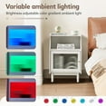 thumbnail image 4 of CLIPOP LED Nightstand Set of 2, White Bedside Table with Fluted Glass Door, Solid Wood Legs, Modern Night Stand for Bedroom, Small Space, 4 of 10