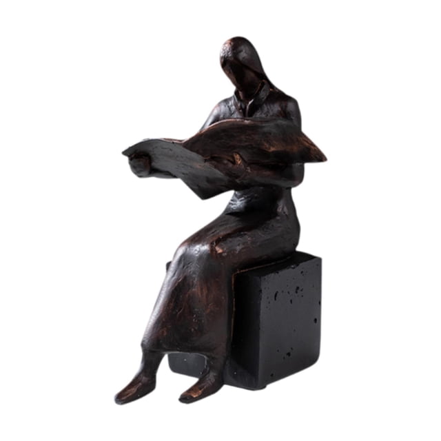 Lectura de la figura Lectura de la estatua Decoración de la estatua Resin Bookend Decoración Lector de libros Ornamento de escultura de libros para Mujer