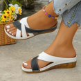 thumbnail image 6 of Wovix Women'S Slipper Open Toe Color Block Crossband Walking Sandals Wedge Platform Casual Shoes Indoor Outdoor Shoes Black 37, 6 of 8