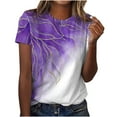 thumbnail image 1 of Hauts Tuniques pour Femmes Coupe Ample Chic Col Rond Manches Courtes Pli Régulier Blouse Imprimée T-shirt Hauts d'Été pour Femmes, 1 of 4