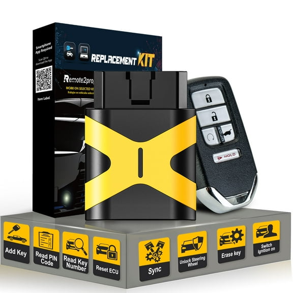 Car Key DIY Programmer Kit and Keyless Entry Remote Replacement for 2016-2019 Honda Civic/Pilot with FCC: KR5V2X