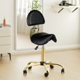 thumbnail image 2 of Silla de dibujo ergonómica OmySalon, taburete tipo silla de montar, negro y dorado, 2 of 9