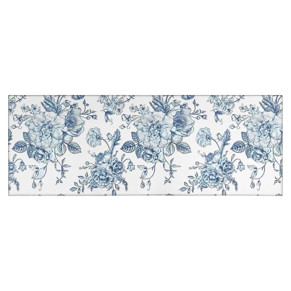 Pioneer Flower Floral Print Pattern Kitchen Rug Mat,Kitchen Runner Rugs Non Skid Washable,Decorative Kitchen Floor Mats for Kitchen,Sink,Laundry,17"X47"