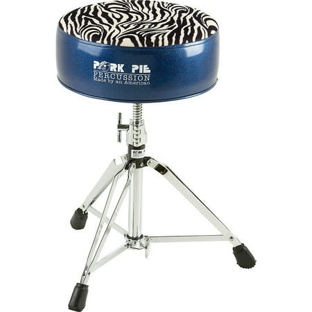 Pork Pie Round Drum Throne Blue with Zebra Top