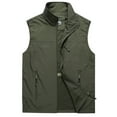 thumbnail image 2 of hopeusnice Men's Outdoor Lightweight Stand Collar Multi-Pocket Quick Dry Breathable Mesh Vest Travel Waistcoat Fishing Hiking Vest Army Green L, 2 of 8