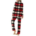 thumbnail image 4 of Charella Pajamas for Women Button Front Plaid Shirt and Pant Set Sleepwear Loungewear Red,14, 4 of 6