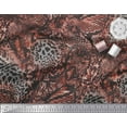 thumbnail image 3 of Soimoi Tissu Satin Modal Orange Imprimé Peau de Poisson & Léopard au Mètre 42 Pouces de Large, 3 of 3