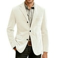 thumbnail image 5 of yuCgh Men's Corduroy Blazer Jacket, Solid Color Casual Suit Cardigan with Warm Pockets, Lightweight Fall Winter Outerwear for Business Casual & Daily Wear,White,L, 5 of 6