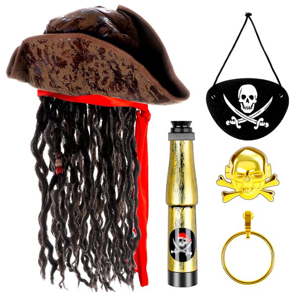 Set de accesorios de disfraz de pirata con rastas para Halloween