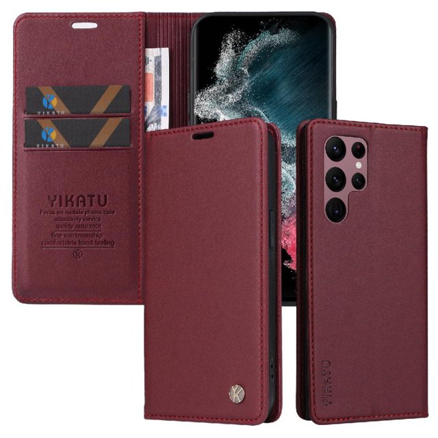 Funda para Samsung Galaxy S22 Ultra Estuche de Cuero PU Tipo Cartera con Ranuras para Tarjetas y Cierre Magnético