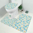 thumbnail image 2 of Blue White Flower Pattern Bathroom Rugs Sets 3 Piece,Toilet Cover Set,Absorbent Non Slip Bathroom Mats Sets with U-Shaped Contour Rug Toilet Rug Set, 2 of 5
