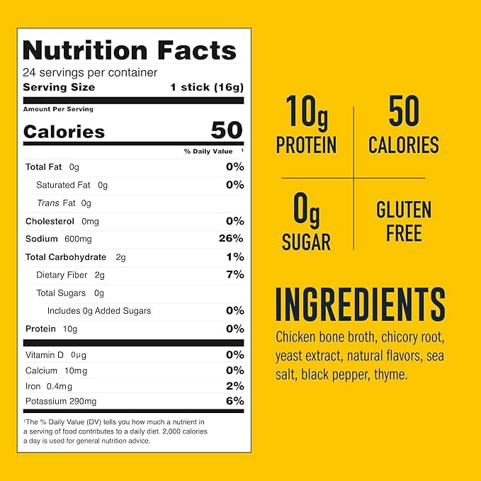 LonoLife Chicken Bone Broth Powder Mix | 10g Protein | Collagen-Rich, Keto & Paleo Friendly | Natural Ingredients | 24 Portable Stick Pack Servings