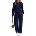 thumbnail image 4 of Fantaslook 2 Piece Womens Lounge Sets Casual Travel Outfits Fall Matching Sweatsuits Long Sleeve Sweatshirt and Wid Leg Pant Pajamas Set, 4 of 9
