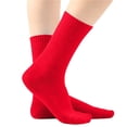 thumbnail image 2 of Soft Elastic Ribbed Crew Socks for Girls, Multi-color Solid Mid Calf Kids Socks, Breathable Everyday Basic Socks Red 5-13Years, 2 of 5