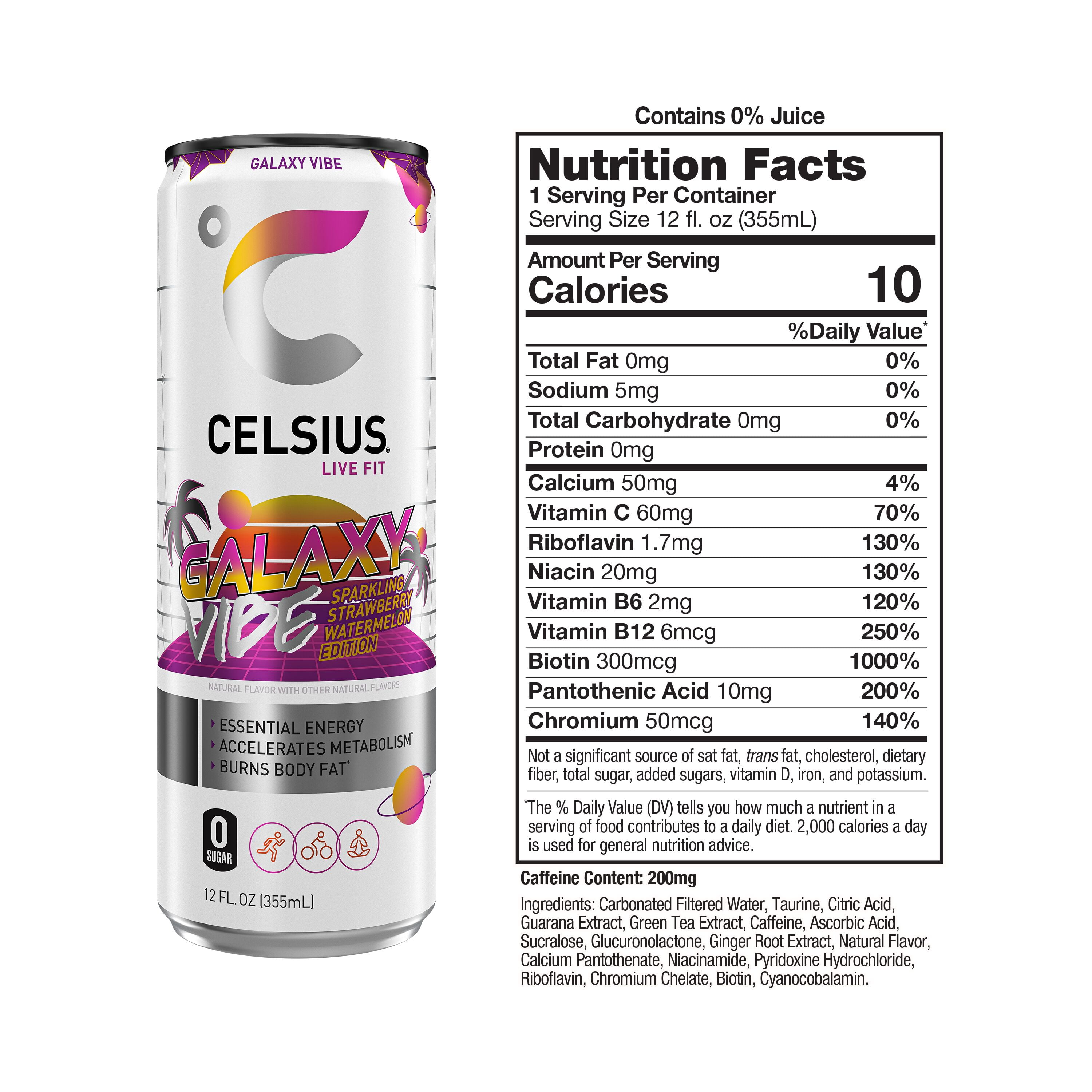 CELSIUS Sparkling Galaxy Vibe, Functional Energy Drink 12 fl oz Can (Pack of 12)