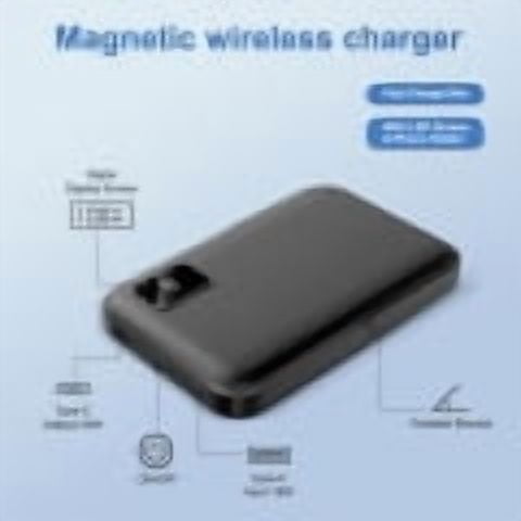 Magnetic Power Bank, 10000mAh Wireless Portable Charger with Foldable Stand, Magnetic Battery Pack with LED Display, 20W PD Fast Charging Compatible with iPhone 17 16 15 14 13 12, Black