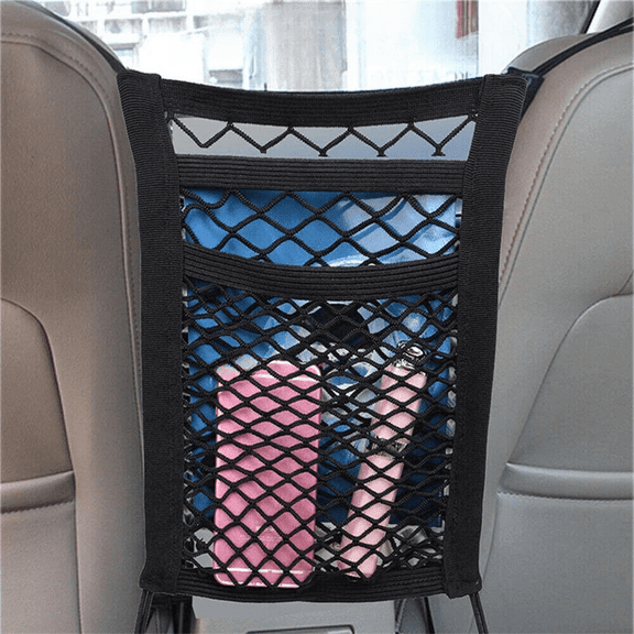 3 Layer Car Mesh Organizer Storage Net Bag With Hook for Front Seat Gap In Cars
