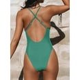 thumbnail image 3 of Women Swimsuit Bathing Suit Deep V Neck Crisscross Back Adjustable Strap, 3 of 4
