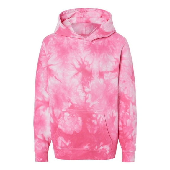 Independent Trading B03576106 Youth Midweight Tie-Dyed Hooded Sweatshirt, Tie Dye Pink - Extra Large