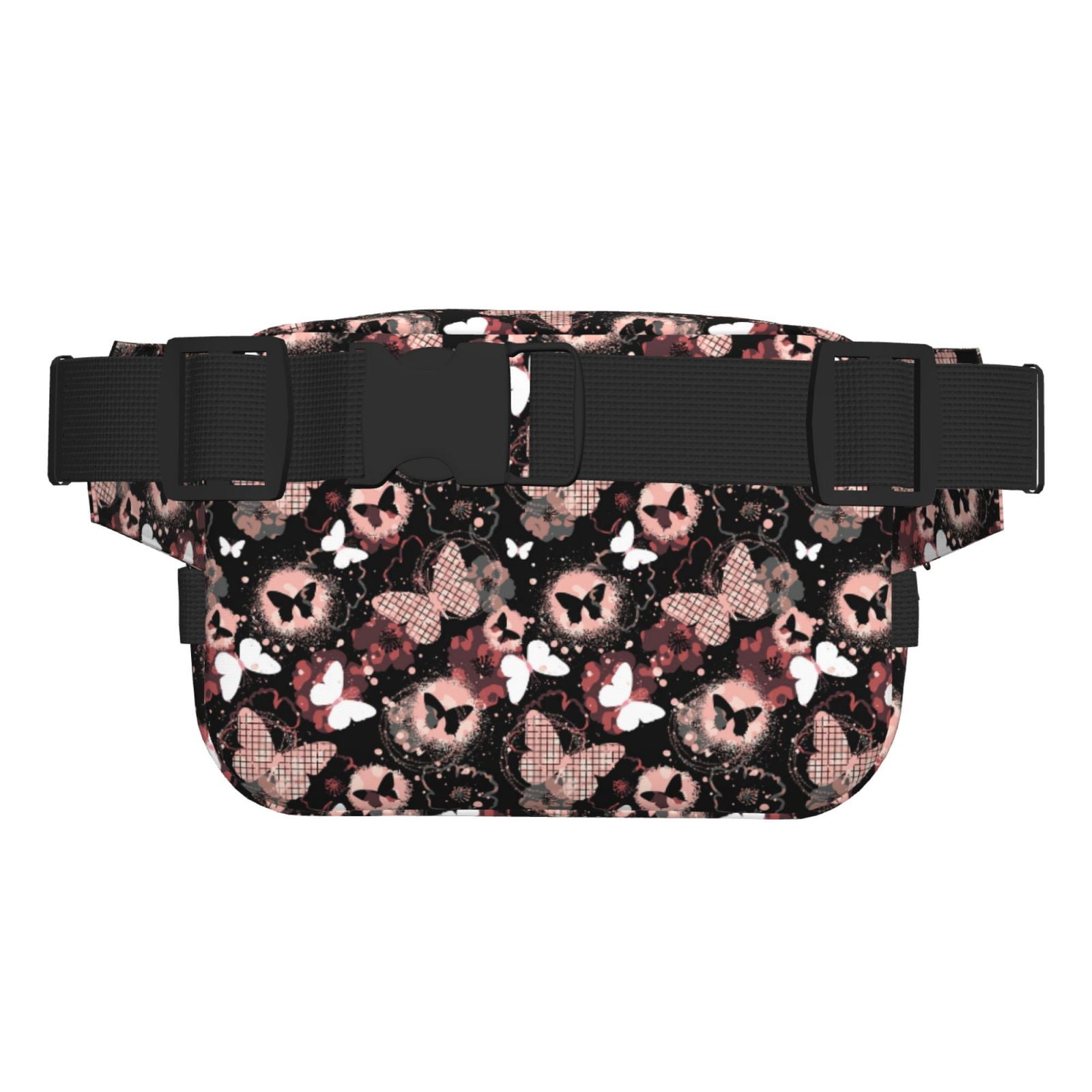 Picia Butterflies1 Print Square Double-Layer Waist Bag Mini Adjustable Waist Belt Bag Exercise Running Travel Hiking