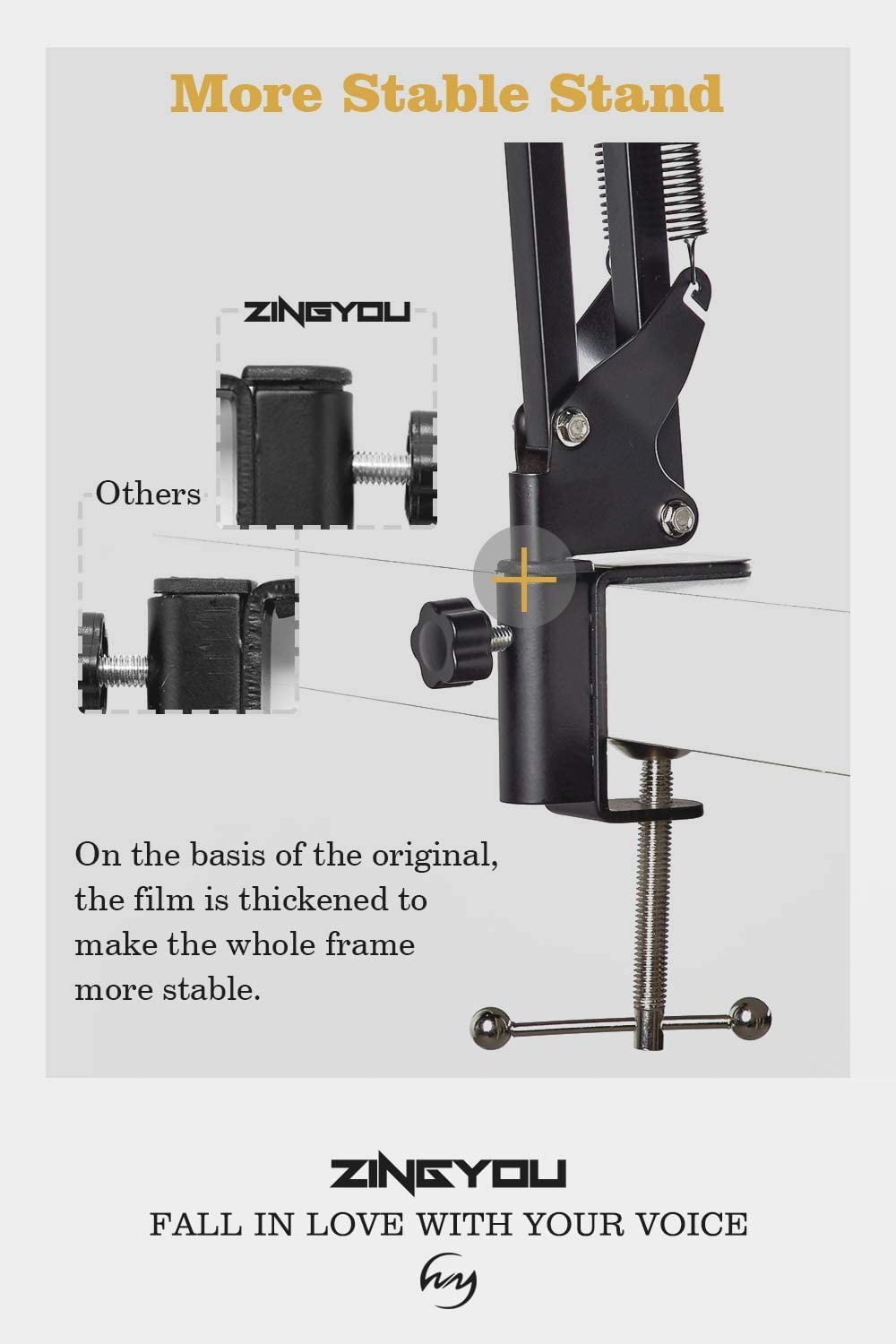 ZY-007 micrófono de profesional incluyen soporte de brazo de tijera de suspensión,montaje de choque y filtro pop para grabación de estudio y radiodifusión ZINGYOU Conjunto de Micrófono de Condensador