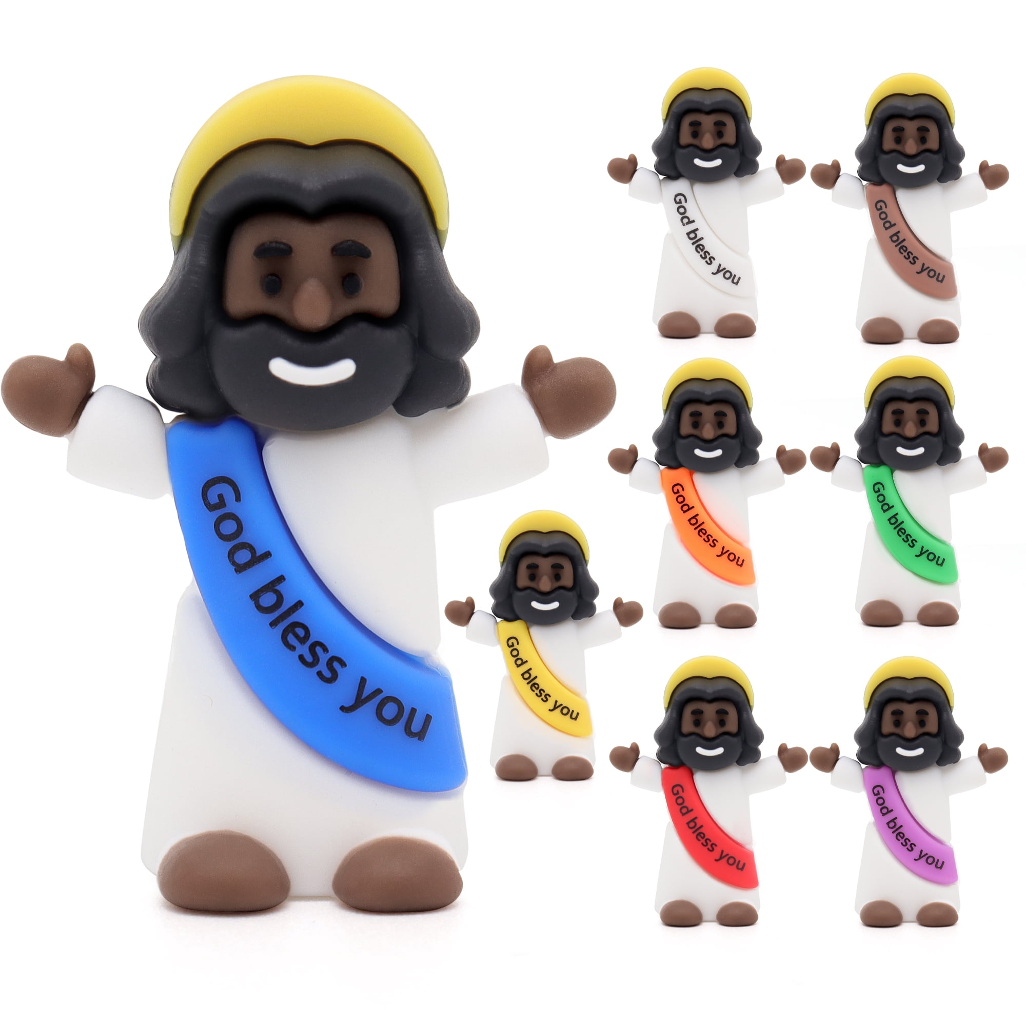 100PCS Mini Jesus Figurines , Christian Decorations With "God Bless You, " Perfect For Jesus Challenge, Party Props, Religious Favors, Church Events, And Easter Gifts-Black